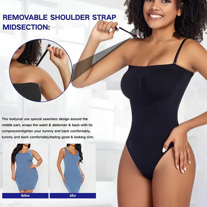 Off Shoulder Tummy Control Thong Bodysuit