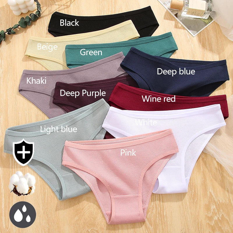 Low-Rise Waffle Cotton Briefs (3Pcs)