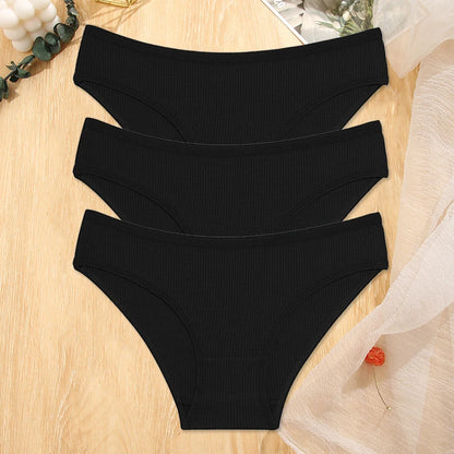 Low-Rise Waffle Cotton Briefs (3Pcs)