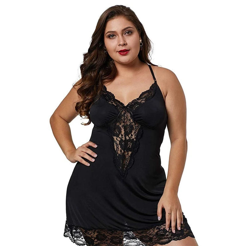 Spaghetti Straps Bedtime Lace Nightgown